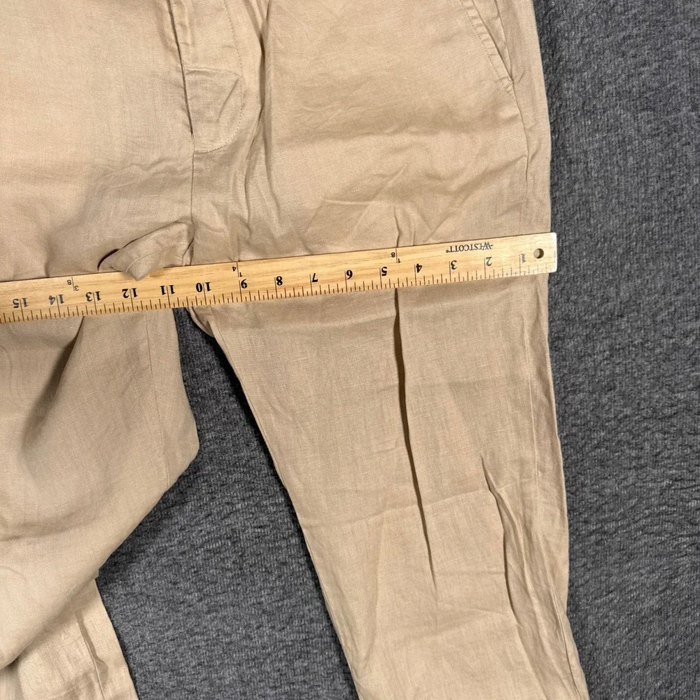 Quince Pants Mens 30x32 Driftwood Beige 100% European Linen Dress Side Tabs